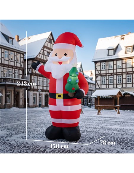 Outsunny Inflatable Christmas Decoration, 8FT Christmas Inflatable Santa with Bright LED Light, Red - pic 205715 | FastDaddyshop