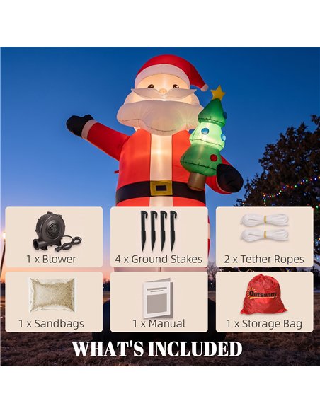 Outsunny Inflatable Christmas Decoration, 8FT Christmas Inflatable Santa with Bright LED Light, Red - pic 205719 | FastDaddyshop