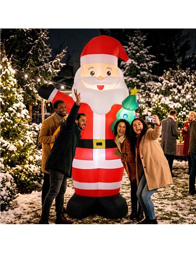 Outsunny Inflatable Christmas Decoration, 8FT Christmas Inflatable Santa with Bright LED Light, Red