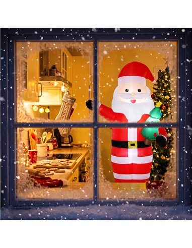 Outsunny Inflatable Christmas Decoration, 8FT Christmas Inflatable Santa with Bright LED Light, Red