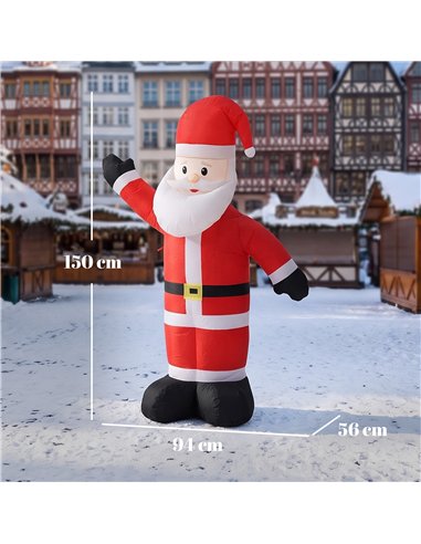 Outsunny 5ft Christmas Inflatable Velvet Look Santa Claus with Welcoming Gesture