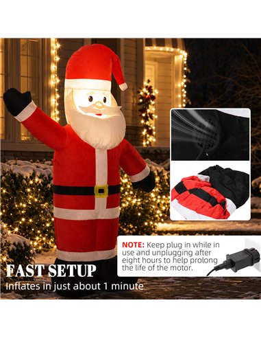 Outsunny 5ft Christmas Inflatable Velvet Look Santa Claus with Welcoming Gesture