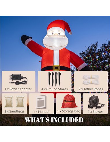 Outsunny 5ft Christmas Inflatable Velvet Look Santa Claus with Welcoming Gesture