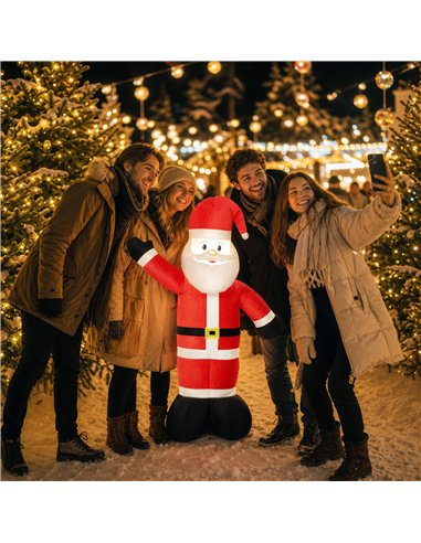 Outsunny 5ft Christmas Inflatable Velvet Look Santa Claus with Welcoming Gesture