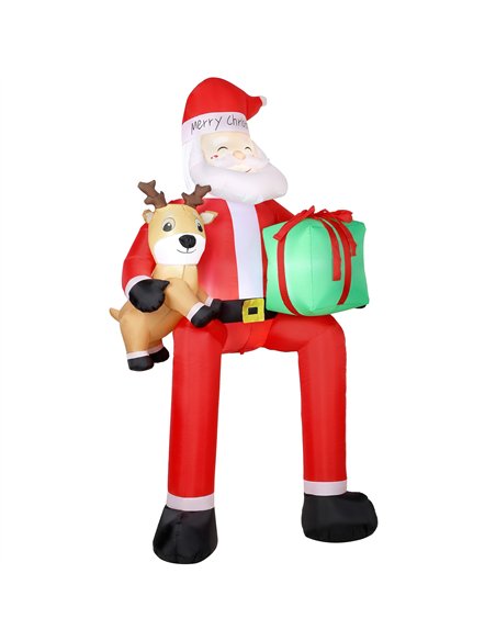 Outsunny 9.3ft Giant Christmas Inflatable Hanging Santa Claus Sitting w/ Reindeer, Gift Box - pic 205731 | FastDaddyshop