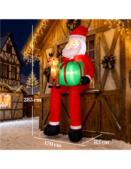Outsunny 9.3ft Giant Christmas Inflatable Hanging Santa Claus Sitting w/ Reindeer, Gift Box - pic 205733 | FastDaddyshop