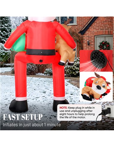 Outsunny 9.3ft Giant Christmas Inflatable Hanging Santa Claus Sitting w/ Reindeer, Gift Box