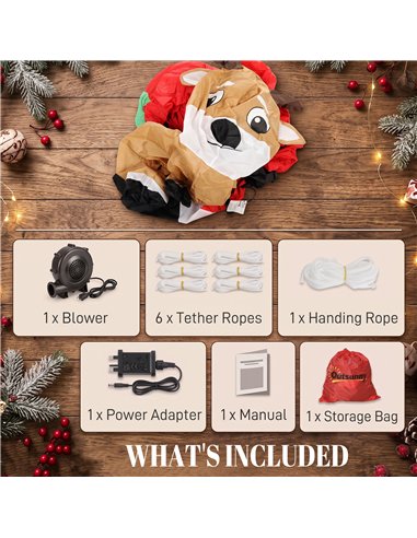 Outsunny 9.3ft Giant Christmas Inflatable Hanging Santa Claus Sitting w/ Reindeer, Gift Box