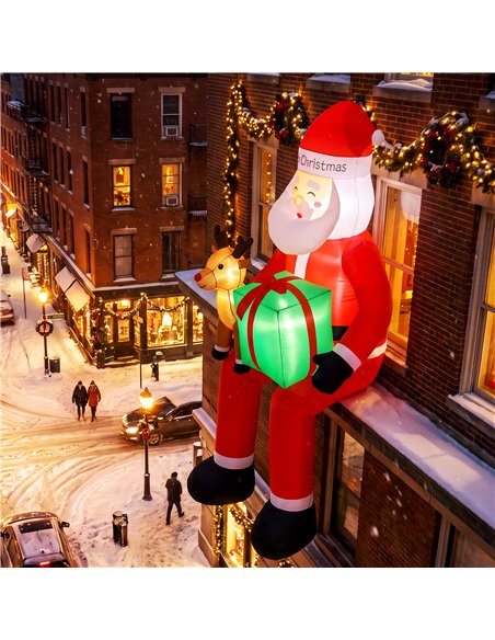 Outsunny 9.3ft Giant Christmas Inflatable Hanging Santa Claus Sitting w/ Reindeer, Gift Box - pic 205738 | FastDaddyshop