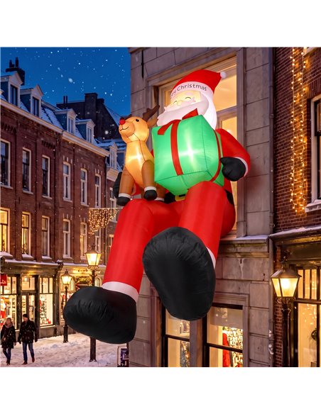Outsunny 9.3ft Giant Christmas Inflatable Hanging Santa Claus Sitting w/ Reindeer, Gift Box - pic 205739 | FastDaddyshop
