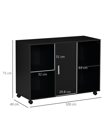 Vinsetto Mobile Office File Cabinet, Printer Stand Unit with Wheels, Black