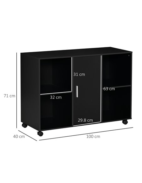 Vinsetto Mobile Office File Cabinet, Printer Stand Unit with Wheels, Black - pic 20575 | FastDaddyshop