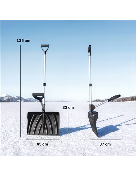 Outsunny Heavy-Duty Snow Shovel with Assist Handle, Portable Snow Pusher with 45cm Wide Blade, Detachable Aluminium Handle - pic 205751 | FastDaddyshop