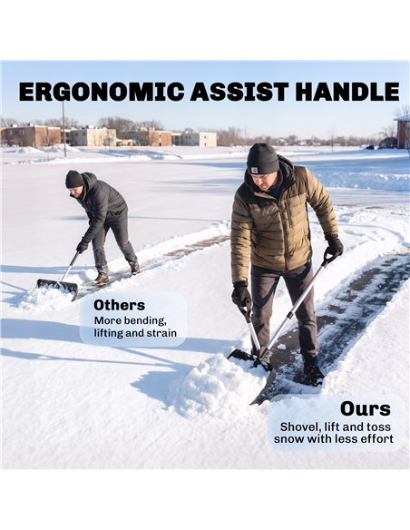Outsunny Heavy-Duty Snow Shovel with Assist Handle, Portable Snow Pusher with 45cm Wide Blade, Detachable Aluminium Handle - pic 205752 | FastDaddyshop