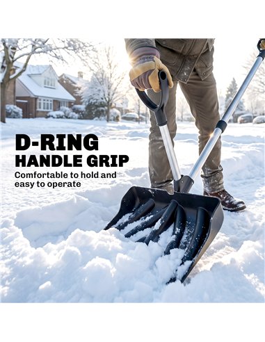 Outsunny Heavy-Duty Snow Shovel with Assist Handle, Portable Snow Pusher with 45cm Wide Blade, Detachable Aluminium Handle
