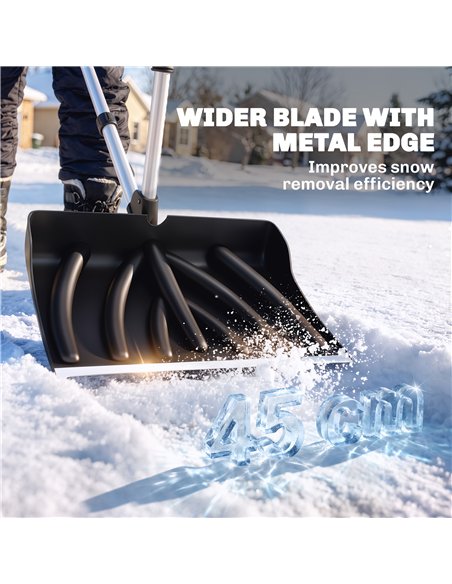Outsunny Heavy-Duty Snow Shovel with Assist Handle, Portable Snow Pusher with 45cm Wide Blade, Detachable Aluminium Handle - pic 205754 | FastDaddyshop