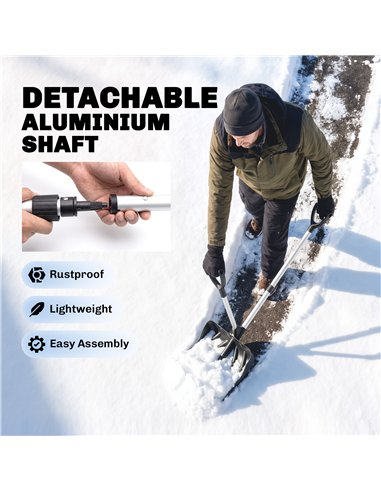 Outsunny Heavy-Duty Snow Shovel with Assist Handle, Portable Snow Pusher with 45cm Wide Blade, Detachable Aluminium Handle