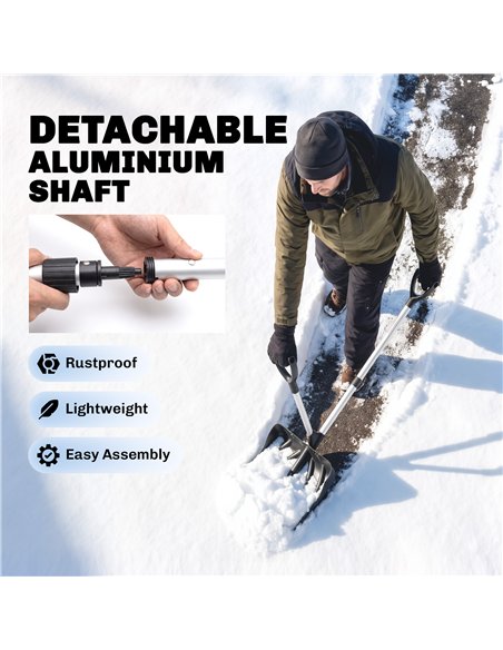 Outsunny Heavy-Duty Snow Shovel with Assist Handle, Portable Snow Pusher with 45cm Wide Blade, Detachable Aluminium Handle - pic 205755 | FastDaddyshop
