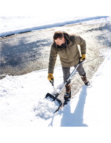 Outsunny Heavy-Duty Snow Shovel with Assist Handle, Portable Snow Pusher with 45cm Wide Blade, Detachable Aluminium Handle