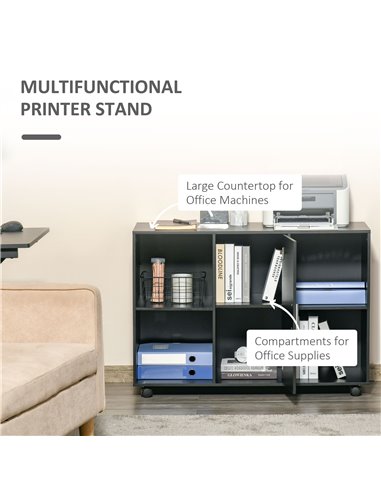 Vinsetto Mobile Office File Cabinet, Printer Stand Unit with Wheels, Black