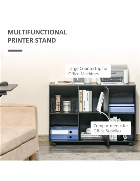 Vinsetto Mobile Office File Cabinet, Printer Stand Unit with Wheels, Black - pic 20576 | FastDaddyshop