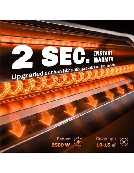 Outsunny 2500 W Electric Infrared Patio Heater, IP65 Outdoor Garden Heater with Tripod, 3 Heat Settings, 24H Timer, Black - pic 205761 | FastDaddyshop