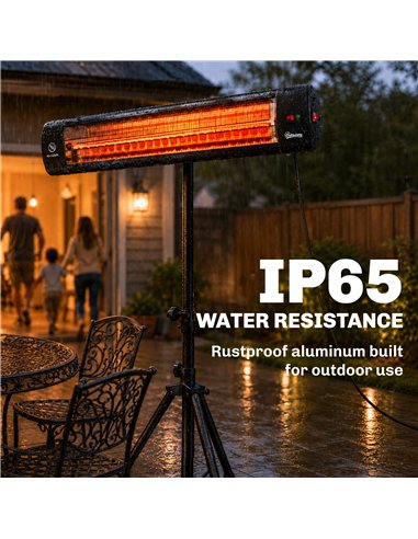 Outsunny 2500 W Electric Infrared Patio Heater, IP65 Outdoor Garden Heater with Tripod, 3 Heat Settings, 24H Timer, Black