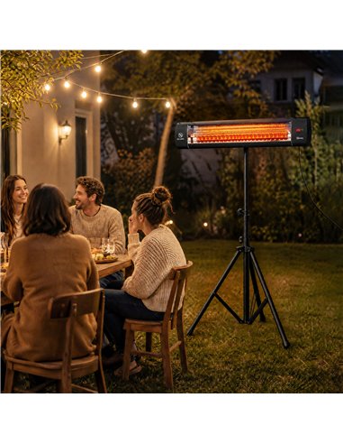 Outsunny 2500 W Electric Infrared Patio Heater, IP65 Outdoor Garden Heater with Tripod, 3 Heat Settings, 24H Timer, Black