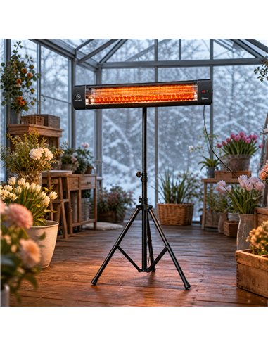 Outsunny 2500 W Electric Infrared Patio Heater, IP65 Outdoor Garden Heater with Tripod, 3 Heat Settings, 24H Timer, Black