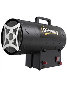 Outsunny 15 kW/51000 BTU Industrial Propane Space Heater, Portable Forced Air Gas Fan Patio Heater w/ Overheat Protection, Black