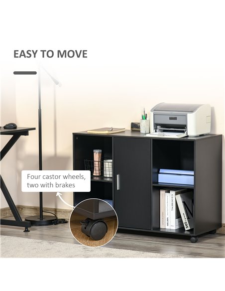 Vinsetto Mobile Office File Cabinet, Printer Stand Unit with Wheels, Black - pic 20577 | FastDaddyshop
