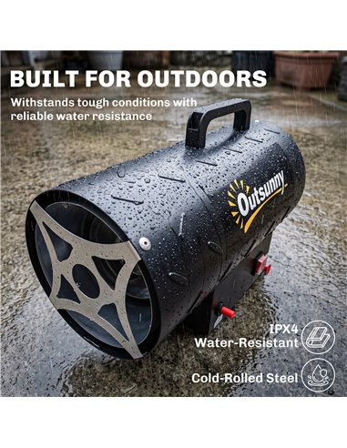 Outsunny 15 kW/51000 BTU Industrial Propane Space Heater, Portable Forced Air Gas Fan Patio Heater w/ Overheat Protection, Black