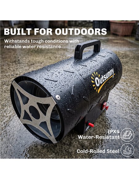 Outsunny 15 kW/51000 BTU Industrial Propane Space Heater, Portable Forced Air Gas Fan Patio Heater w/ Overheat Protection, Black - pic 205773 | FastDaddyshop
