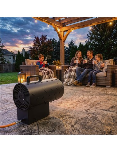 Outsunny 15 kW/51000 BTU Industrial Propane Space Heater, Portable Forced Air Gas Fan Patio Heater w/ Overheat Protection, Black