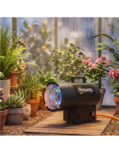 Outsunny 15 kW/51000 BTU Industrial Propane Space Heater, Portable Forced Air Gas Fan Patio Heater w/ Overheat Protection, Black