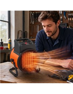 Outsunny Industrial Fan Heater 5000W with Tilting, Electric Ceramic Space Heater with Adjustable Thermostat, Handle 2