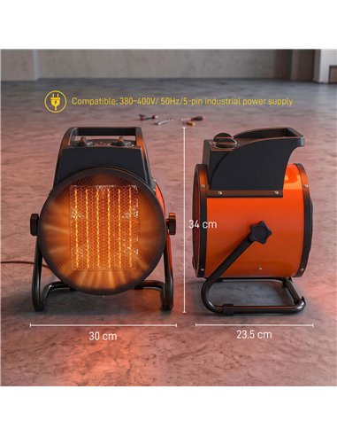 Outsunny Industrial Fan Heater 5000W with Tilting, Electric Ceramic Space Heater with Adjustable Thermostat, Handle