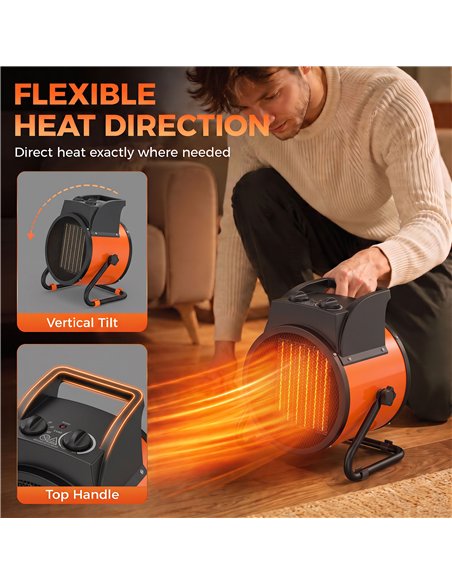 Outsunny Industrial Fan Heater 5000W with Tilting, Electric Ceramic Space Heater with Adjustable Thermostat, Handle - pic 205790 | FastDaddyshop
