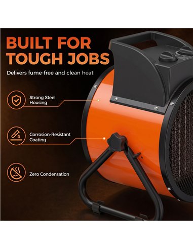 Outsunny Industrial Fan Heater 5000W with Tilting, Electric Ceramic Space Heater with Adjustable Thermostat, Handle
