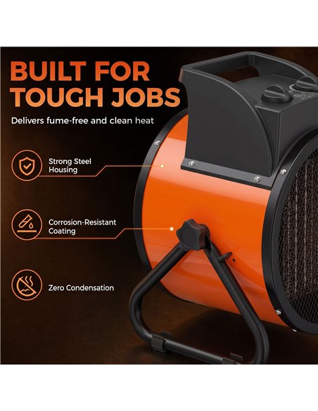 Outsunny Industrial Fan Heater 5000W with Tilting, Electric Ceramic Space Heater with Adjustable Thermostat, Handle - pic 205791 | FastDaddyshop