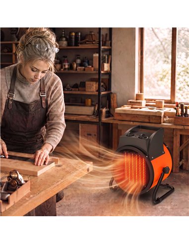 Outsunny Industrial Fan Heater 5000W with Tilting, Electric Ceramic Space Heater with Adjustable Thermostat, Handle
