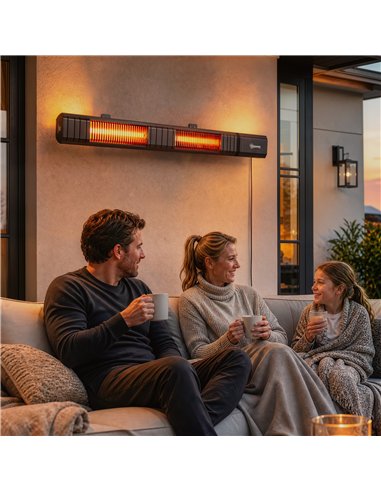 Outsunny 3000 W Electric Infrared Patio Heater, Wall Mounted IP65 Garden Heater with 9 Heat Settings, 24 H Timer, Black