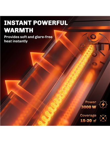 Outsunny 3000 W Electric Infrared Patio Heater, Wall Mounted IP65 Garden Heater with 9 Heat Settings, 24 H Timer, Black