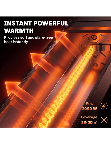 Outsunny 3000 W Electric Infrared Patio Heater, Wall Mounted IP65 Garden Heater with 9 Heat Settings, 24 H Timer, Black - pic 205797 | FastDaddyshop