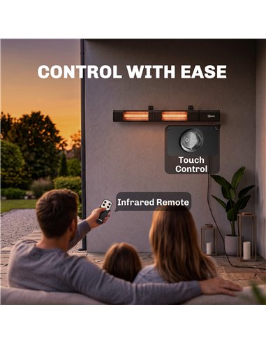 Outsunny 3000 W Electric Infrared Patio Heater, Wall Mounted IP65 Garden Heater with 9 Heat Settings, 24 H Timer, Black