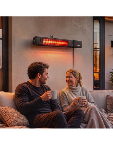 Outsunny 2000 W Electric Infrared Patio Heater, IP65 Outdoor Garden Heater with APP/Touch/Remote Control, 9 Heat Settings, Black