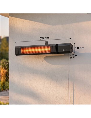 Outsunny 2000 W Electric Infrared Patio Heater, IP65 Outdoor Garden Heater with APP/Touch/Remote Control, 9 Heat Settings, Black