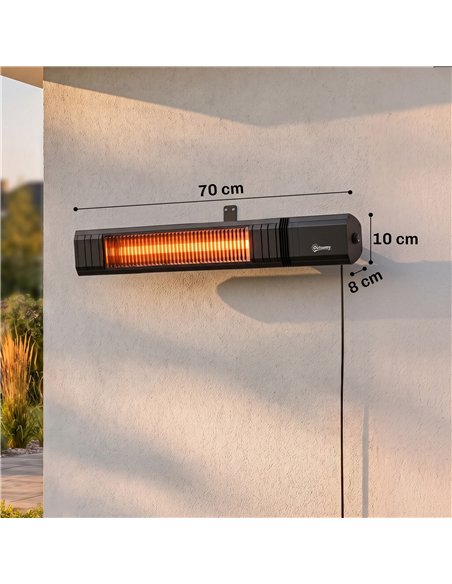 Outsunny 2000 W Electric Infrared Patio Heater, IP65 Outdoor Garden Heater with APP/Touch/Remote Control, 9 Heat Settings, Black - pic 205805 | FastDaddyshop