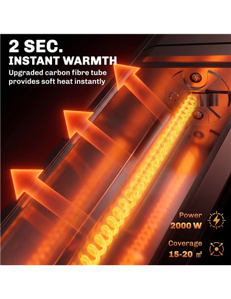 Outsunny 2000 W Electric Infrared Patio Heater, IP65 Outdoor Garden Heater with APP/Touch/Remote Control, 9 Heat Settings, Black - pic 205806 | FastDaddyshop