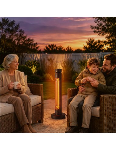 Outsunny 2000 W Electric Infrared Patio Heater, Free Standing Oscillating Outdoor Garden Heater with Knob/Remote Control, Black